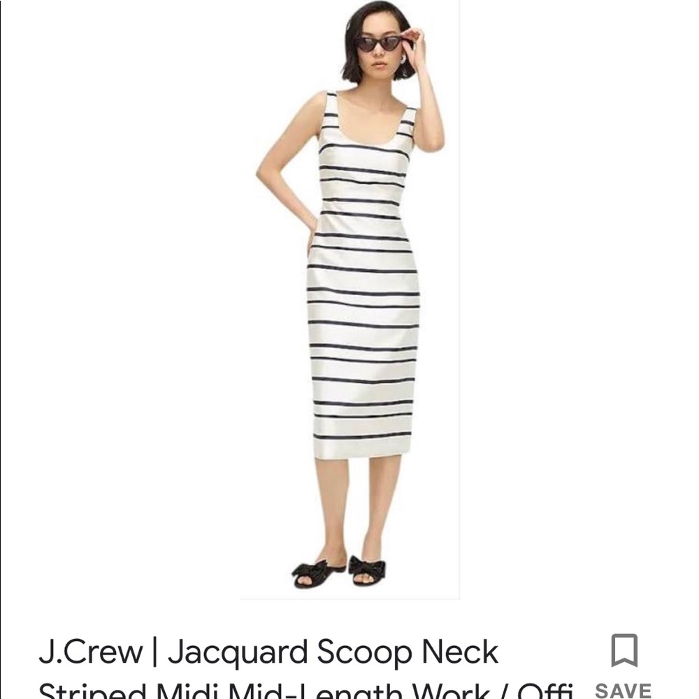 Jcrew white dress w navy stripes lined NWT 10